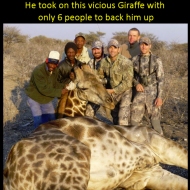 You would have to be particularly stupid to think that posing with a dead Giraffe you just shot, could make you look like anything other than a sub-human POS https://www.facebook.com/aaron.cohn2